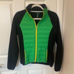 Lauren by‎ Ralph Lauren Quilted Front Fleece Jacket Full-Zip Green Women's S